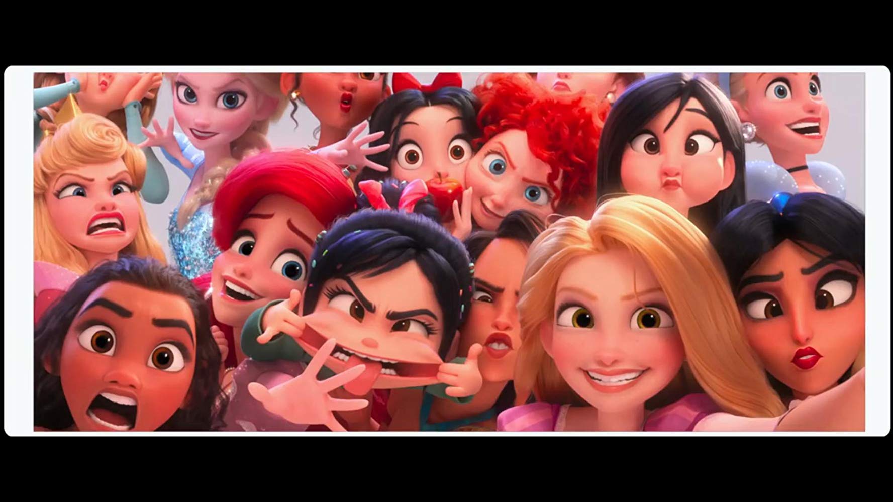 A polaroid picture of all Disney Princesses, taken from Ralph Breaks The Internet.