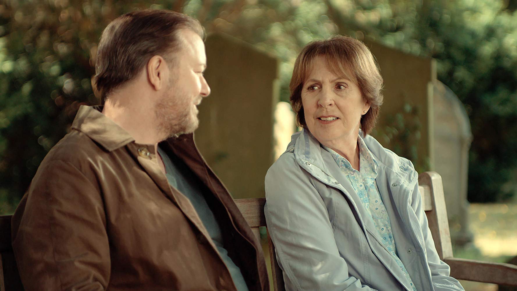 Ricky Gervais and Penelope Wilton in After Life (2019)