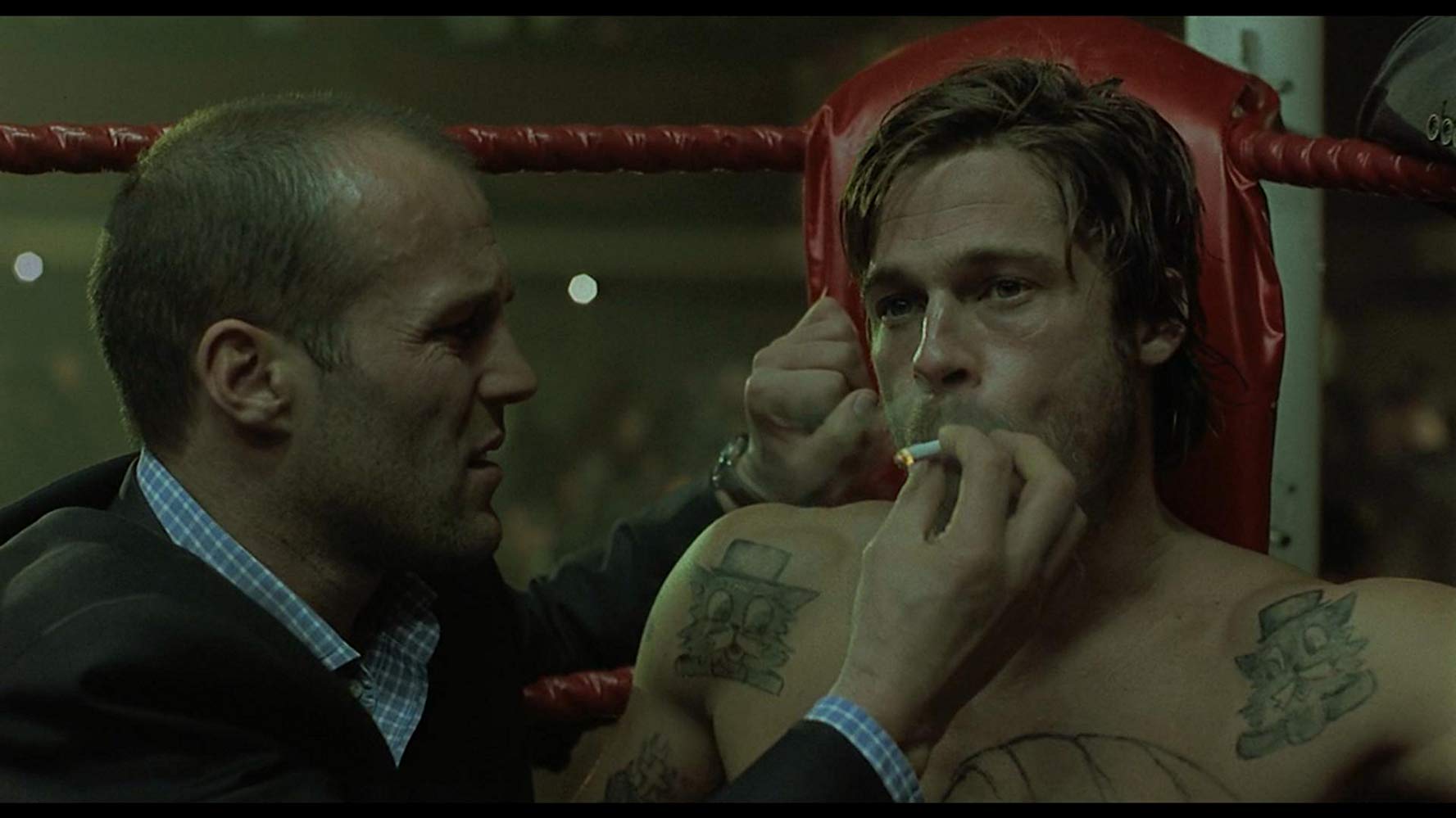 Jason Statham and Brad Pitt in Guy Ritchie's Snatch.